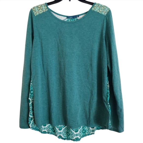 Prana Tops - Prana intricate green yellow multicolor top mosaic geometric print size Large